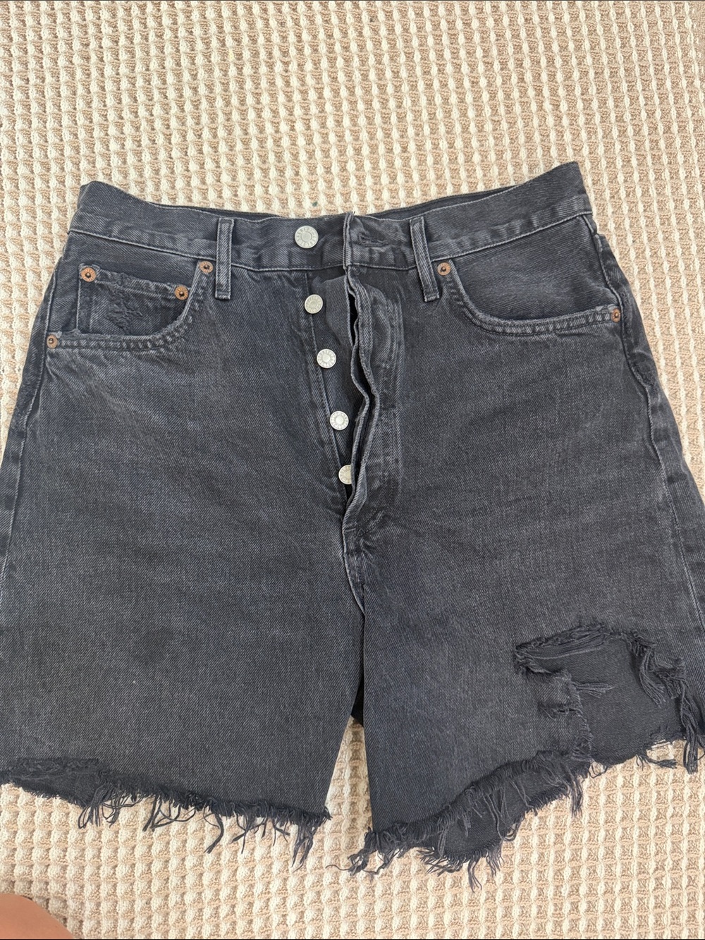 Agolde Stella Distressed High-Rise Women’s Denim Shorts